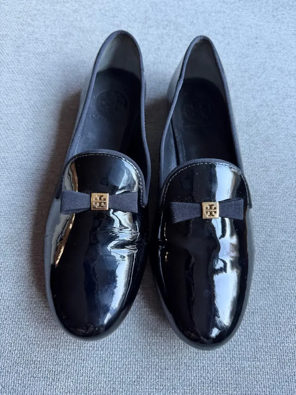 TORY BURCH Chandra Patent Loafer Black Women's 7.5 Preppy